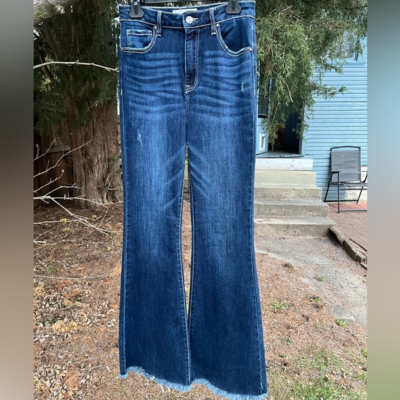 NWT Risen jeans 27 5 ultra high rise flare bell dark denim wide - Picture 3 of 16